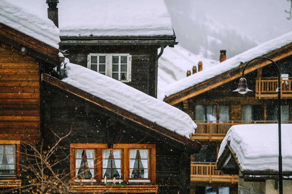 homes covered in snow