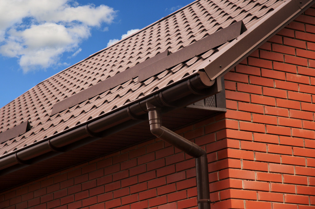 A home's downspout and gutter