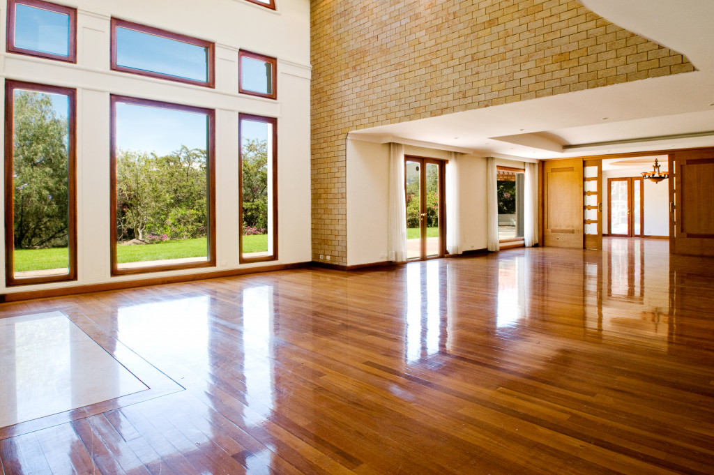 empty home interior with big open windows