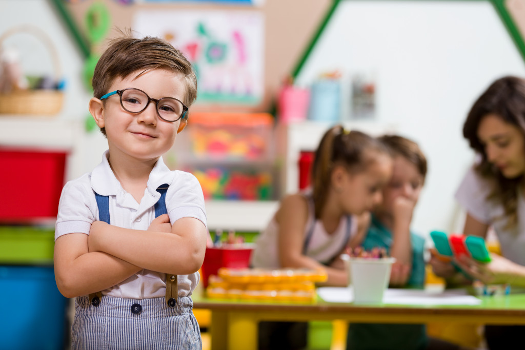 Happy child in school