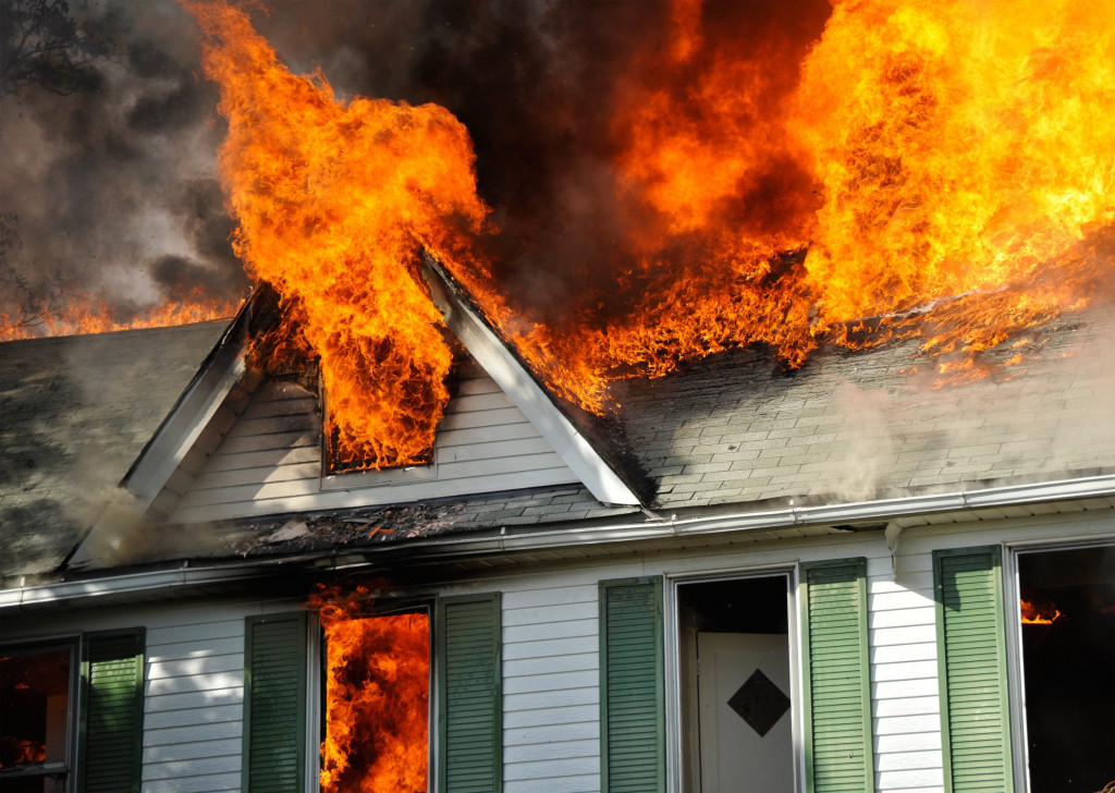 An image of a fully burning house