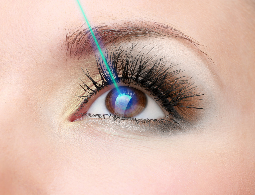 an eye having a laser treatment