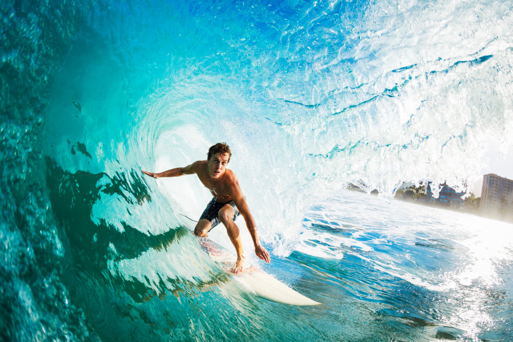 man in the board surfing